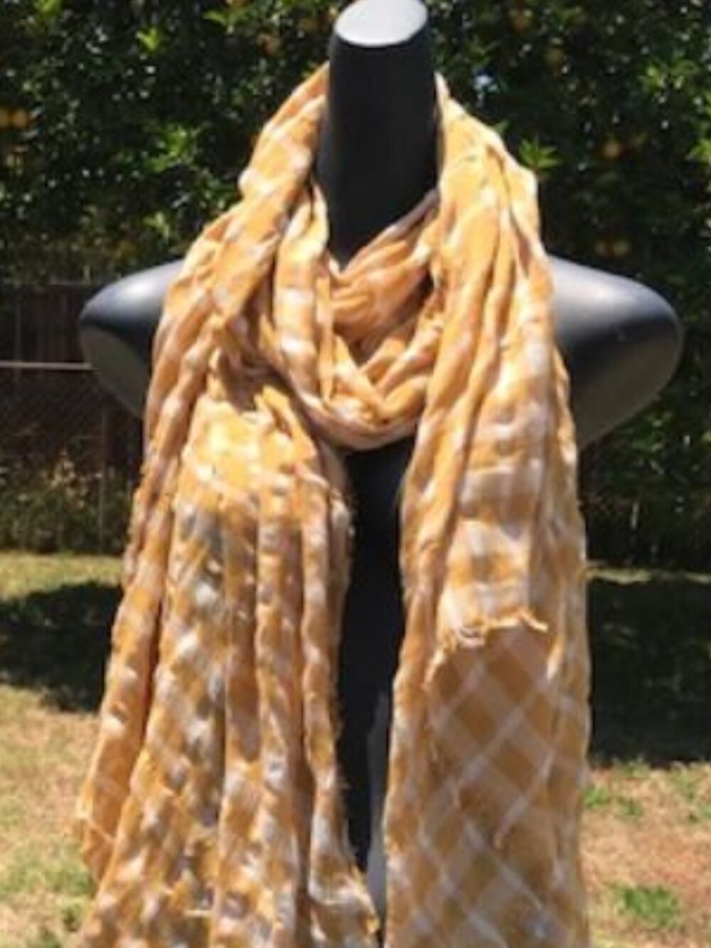 Yellow & White Gingham Fashion Scarf Hijab Shayla